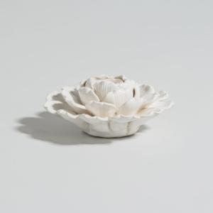 Portavelas de cerámica blanco roto