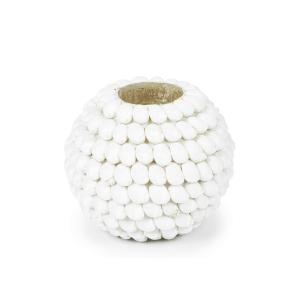 Portavelas de concha en blanco 12x12x12 cm
