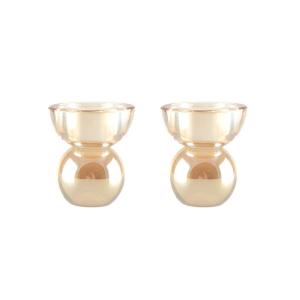Portavelas de cristal ámbar 7.5x7.5x8.5cm - set de 2