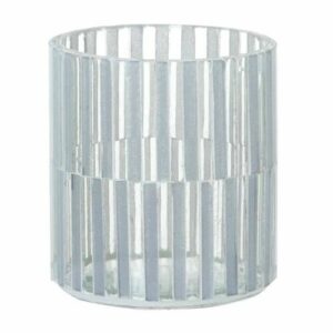 Portavelas de cristal efecto bicolor en gris y transparente