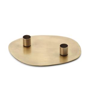 Portavelas de latón en dorado 20x15x3 cm