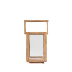 Portavelas de madera de teca reciclada en marrón 28x28x43 c…