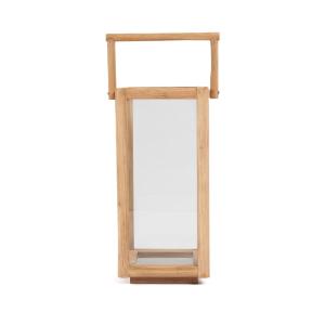 Portavelas de madera de teca reciclada en marrón 28x28x60 c…
