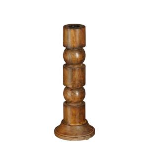 Portavelas de madera marrón alt. 30
