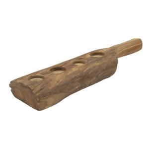 Portavelas de madera marrón cm 51x14x6