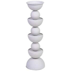 Portavelas de metal blanco 12.5x12.5x43h cm