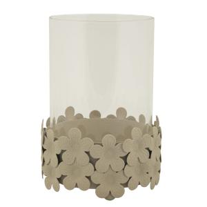 Portavelas de metal color crema con tarro de cristal cm ø 1…