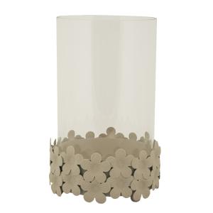 Portavelas de metal color crema con tarro de cristal cm ø 1…