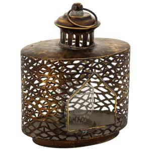 Portavelas de metal marrón 21.5x13.5x26h cm