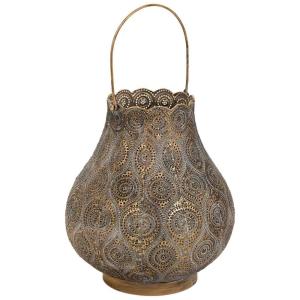 Portavelas  de metal marrón 25.5x25.5x28h cm