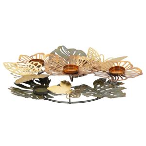 Portavelas de metal multicolor 45x42,5x6,5 cm
