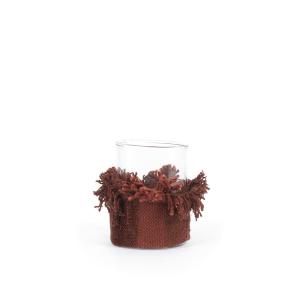 Portavelas de terciopelo en burdeos 8x8x11 cm