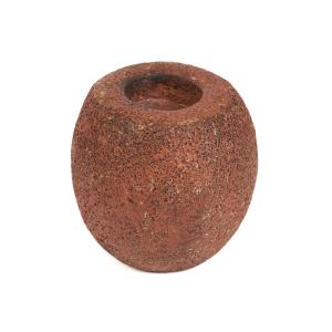 Portavelas de terracota en óxido 13x13x12 cm