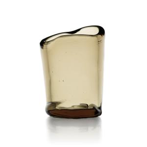 Portavelas de vidrio lava en marrón ahumado 12x12x16 cm