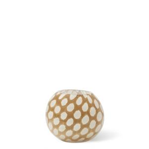 Portavelas de vidrio marrón claro con lunares blancos L10