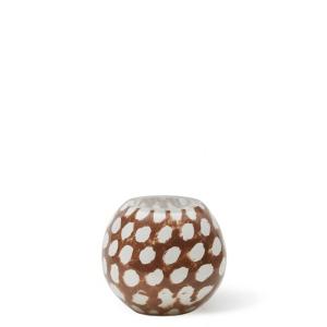 Portavelas de vidrio marrón con lunares blancos L10