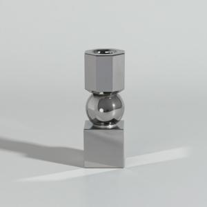 Portavelas de vidrio plateado