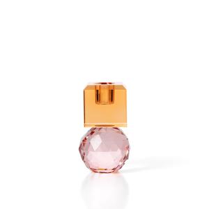 Portavelas de vidrio reciclado en rosa y naranja 6x6x10,3 cm