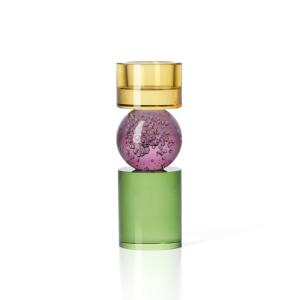 Portavelas de vidrio reciclado multicolor 6x6x16,4 cm