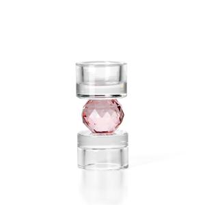 Portavelas de vidrio reciclado transparente y rosa 6x6x12,3…