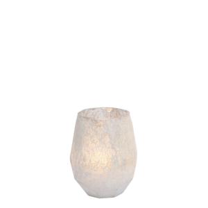 Portavelas decorativo de vidrio blanco H13