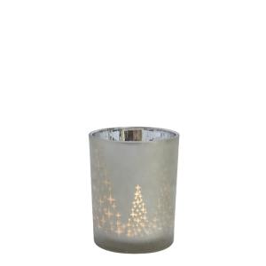 Portavelas decorativo de vidrio esmerilado gris H12