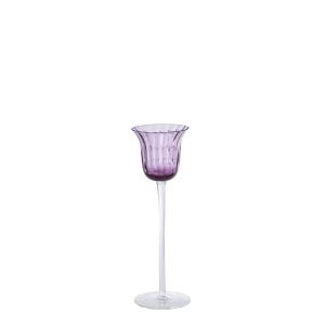 Portavelas decorativo de vidrio soplado morado h25