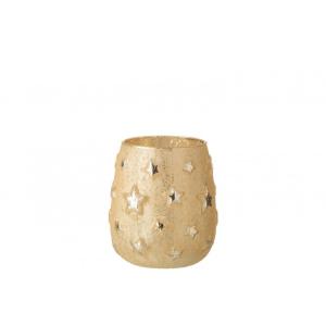 Portavelas estrella cristal antiguo oro alt. 14