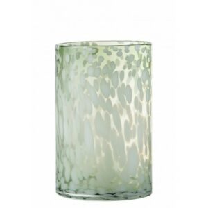 Portavelas mancha decorativo cristal verde/blanco alt. 30 cm