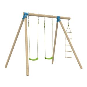 Pórtico 2 columpios madera marrón H224cm