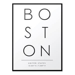 Póster con marco negro - boston - 50x70