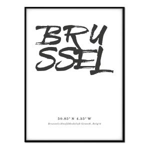 Póster con marco negro - bruselas - 50x70