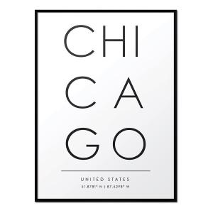 Póster con marco negro - chicago - 50x70