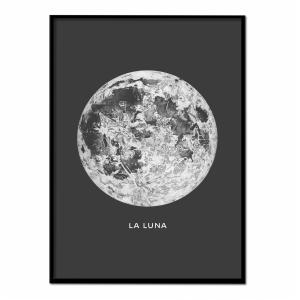 Póster con marco negro - la luna - 50x70