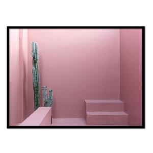 Póster con marco negro - patio rosa - 30x40