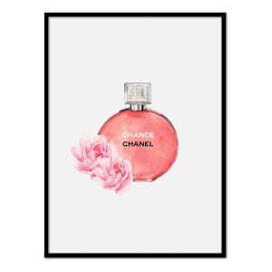 Póster con marco negro - perfume rosa - 30x40