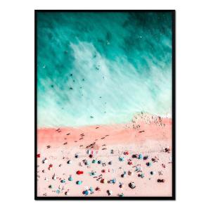 Póster con marco negro - playa con mar turquesa - 50x70