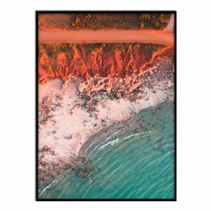 Póster con marco negro - playa rocosa - 50x70