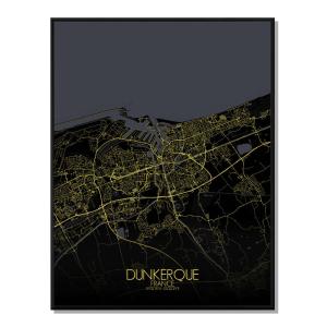Póster dunkerque mapa de noche 40x50