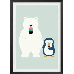 Póster tiempo de helado con marco negro 30x45cm
