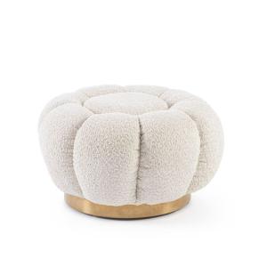 Pouf de tela efecto bouclé natural