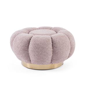 Pouf de tela efecto bouclé rosa antiguo