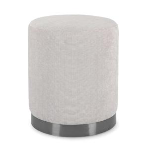 Pouf de tela gris claro con aro de metal