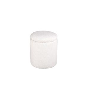 Pouf Limpen aus Teddy Bouclé Ø32cm, Weiß