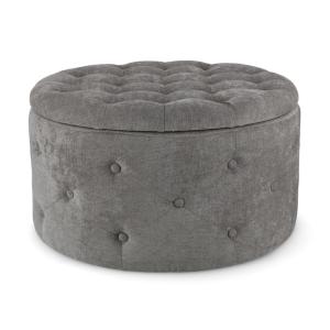 Pouf zapatero de tela gris oscuro