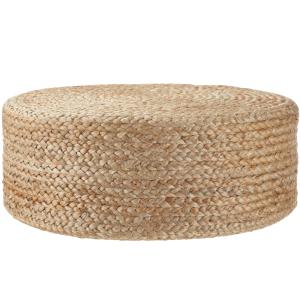 Puf artesanal de yute, estilo boho, redondo, 58 x 22 cm, ca…