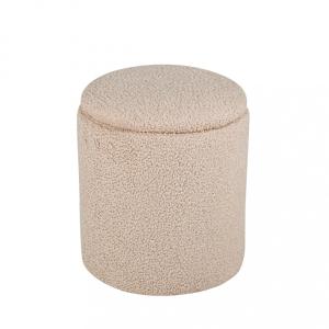Puf baúl redondo de tejido rizado ø32cm - beige