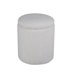 Puf baúl redondo de tejido rizado ø32cm - Crudo