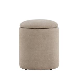 Puf baúl redondo de tela ø32cm - beige