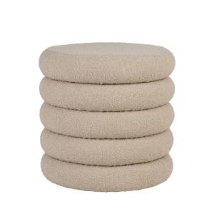 Puf baúl redondo de tela rizada ø44cm - beige